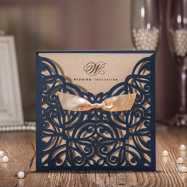 Wedding Invitation Card--6170CW-Rustic Navy - Wforwedding