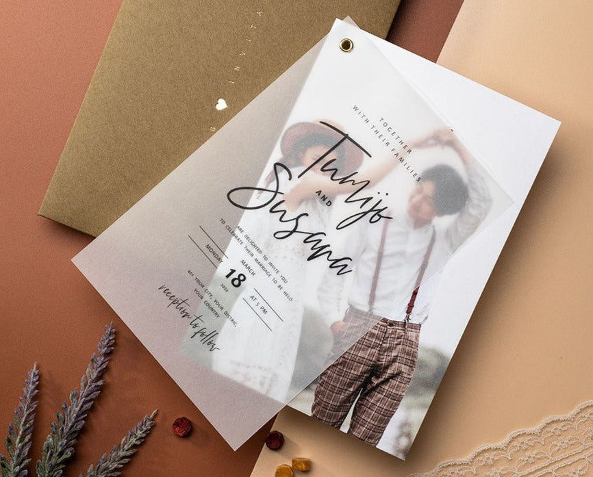 Wedding Invitation Card--328VD-Vellum overlay