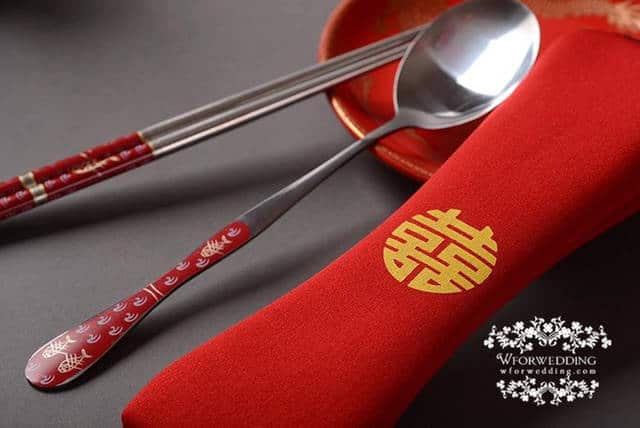 AFF199--Wedding Favor Double Happiness Cutlery Set - Wforwedding