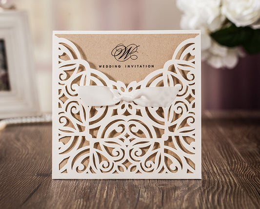 Wedding Invitation Card--6179CW-Rustic white - Wforwedding