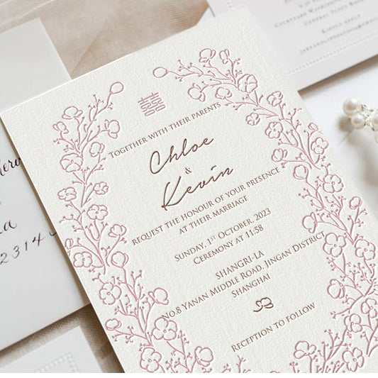 Letterpress Wedding Invitation Card--602LD