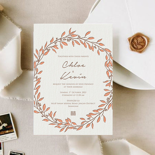 Letterpress Wedding Invitation Card--603LD