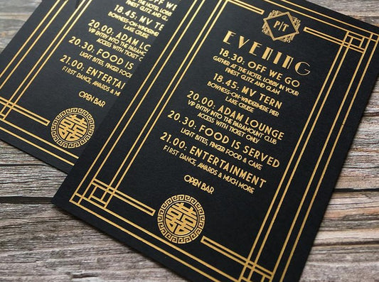 Matt Gold Hot Foil Stamped Wedding Invitation Cards--775PV