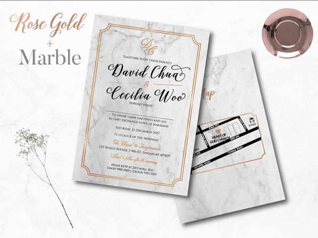 Wedding Invitation Cards--913FD-Marble - Wforwedding