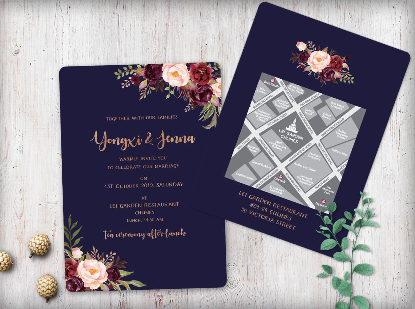 Wedding Invitation Cards--313FD-Navy - Wforwedding