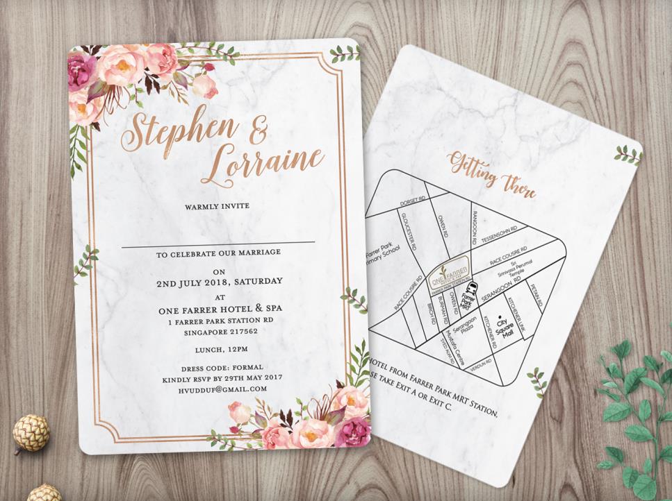 Wedding Invitation Cards--419FD-Marble - Wforwedding