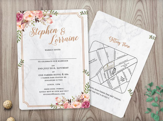 Wedding Invitation Cards--419FD-Marble - Wforwedding