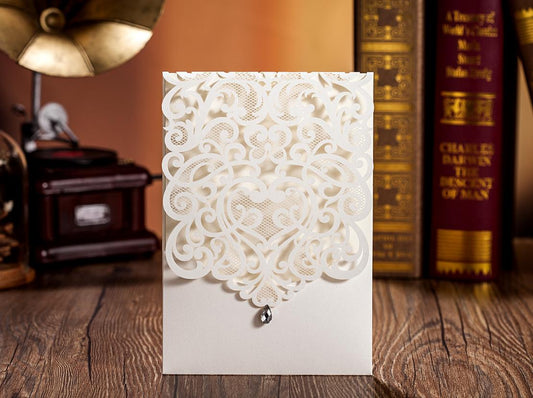 Wedding Invitation Card--5001CW-Diamond White - Wforwedding