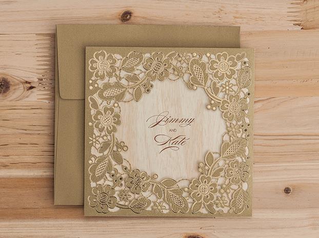 Wedding Invitation Card--5279CW-Gold Laser - Wforwedding