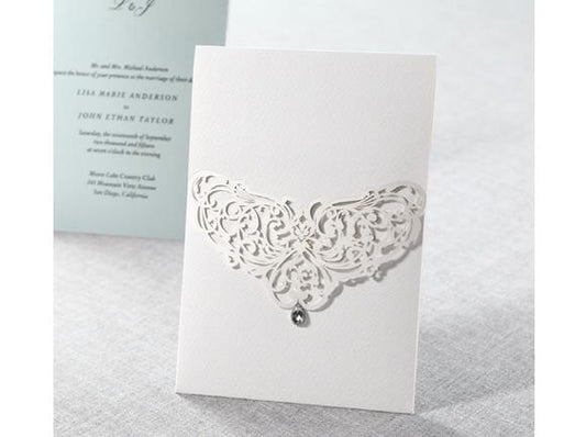 Wedding Invitation Card--856PK-Elegant white - Wforwedding
