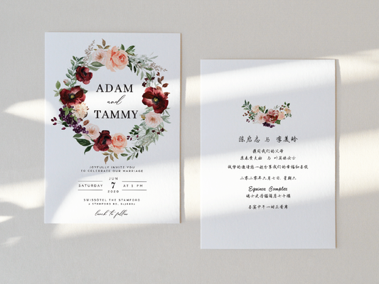 Wedding Invitation Cards-488FD-Burgundy