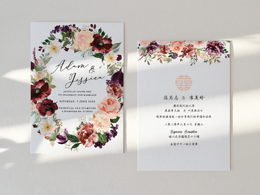 Wedding Invitation Card-565FD-Burgundy