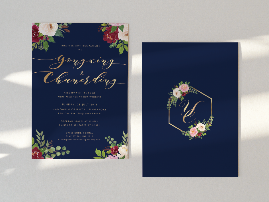 Wedding Invitation Card--919FD-Navy